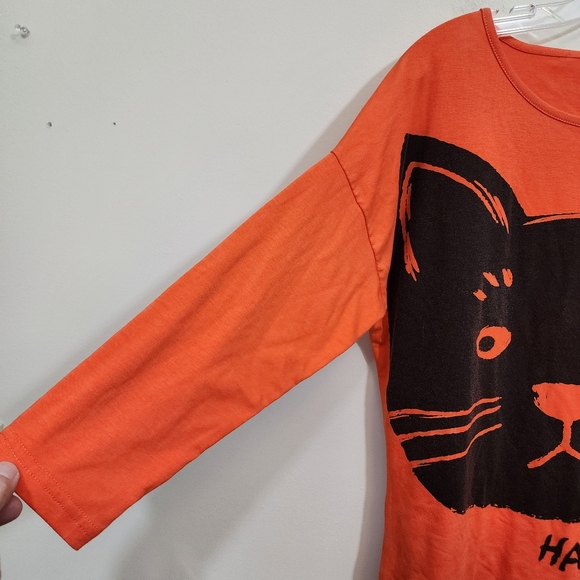 Happy cat orange 3/4 sleeve graphic front t-shirt woman's size large - Picture 3 of 6